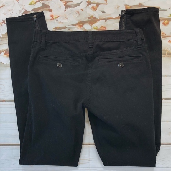 𝅺TORY Burch Super Skinny Zipper Moto Jeans 27 Black - Picture 4 of 11
